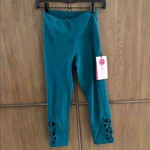 Teal High Waist Cropped  Yoga Leggings